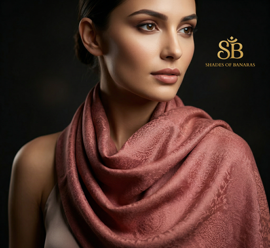 Peach Nectar: Pure Pashmina Handwoven Luxe Scarf