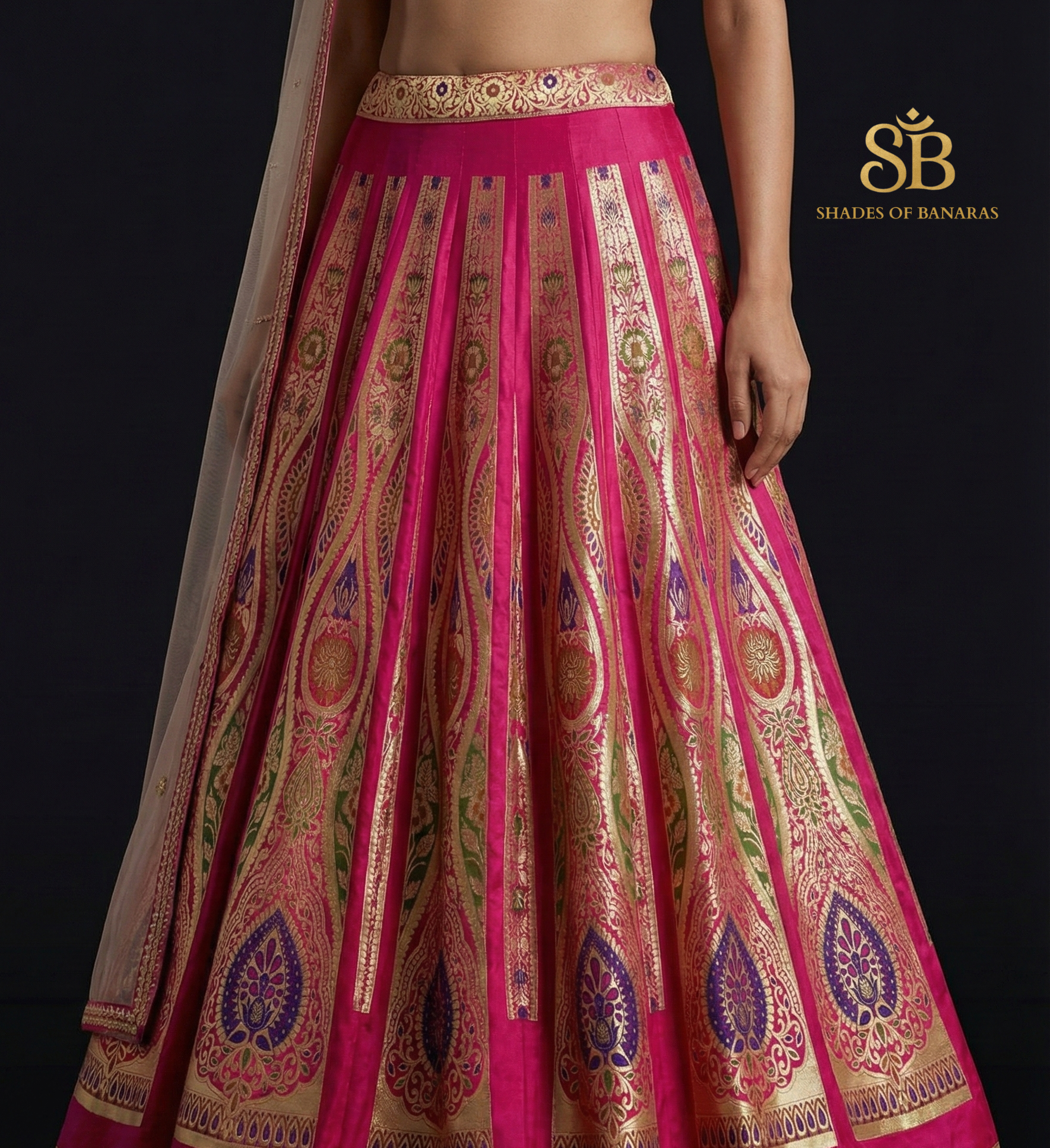 Rani Pink Royal Banarasi Silk Lehenga — Handloom Bridal Heirloom by Shades Of Banaras - banarasi - banarasi saree shop - banarasi saree manufacturers - banarasi saree wholesale - banaraasi sarees