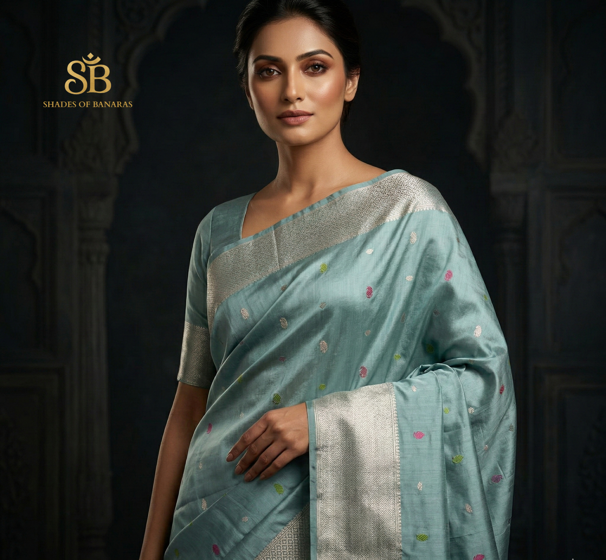 Electric Blue Pure Silk Kadhua Meenakari Couture Banarasi Saree by Shades Of Banaras - banarasi - banarasi saree shop - banarasi saree manufacturers - banarasi saree wholesale - banaraasi sarees - banarasi sari - banarasi saris