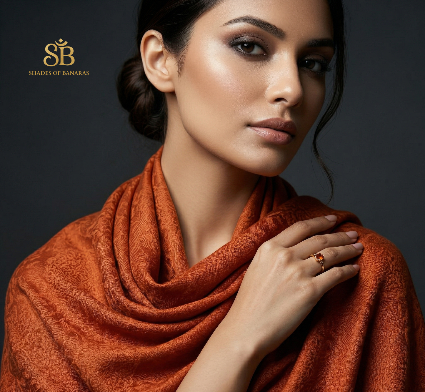 Rust Amber: Pure Pashmina Handwoven Luxe Scarf