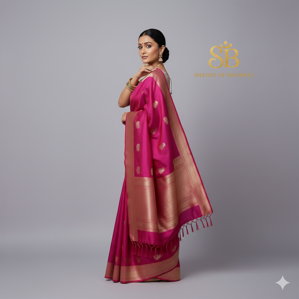 Rani Royale — Pure Silk Banarasi Saree with All Over Kadhua Butis by Shades Of Banaras - banarasi - banarasi saree shop - banarasi saree manufacturers - banarasi saree wholesale - banaraasi sarees