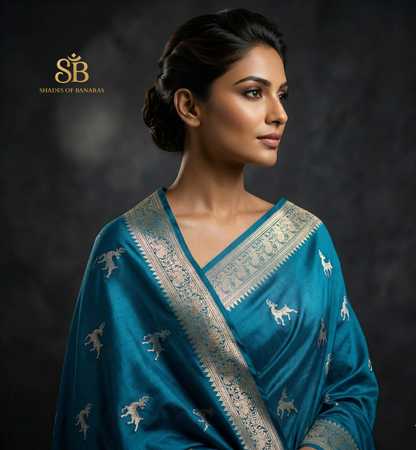 The Blue Royale: Pure Silk Kadwa Shikaargaah Banarasi Saree by Shades Of Banaras - banarasi - banarasi saree shop - banarasi saree manufacturers - banarasi saree wholesale - banaraasi sarees - banarasi sari - banarasi saris - silk saree - silk sari - wedding saree - wedding sari - designer sari - wedding collection - gifting