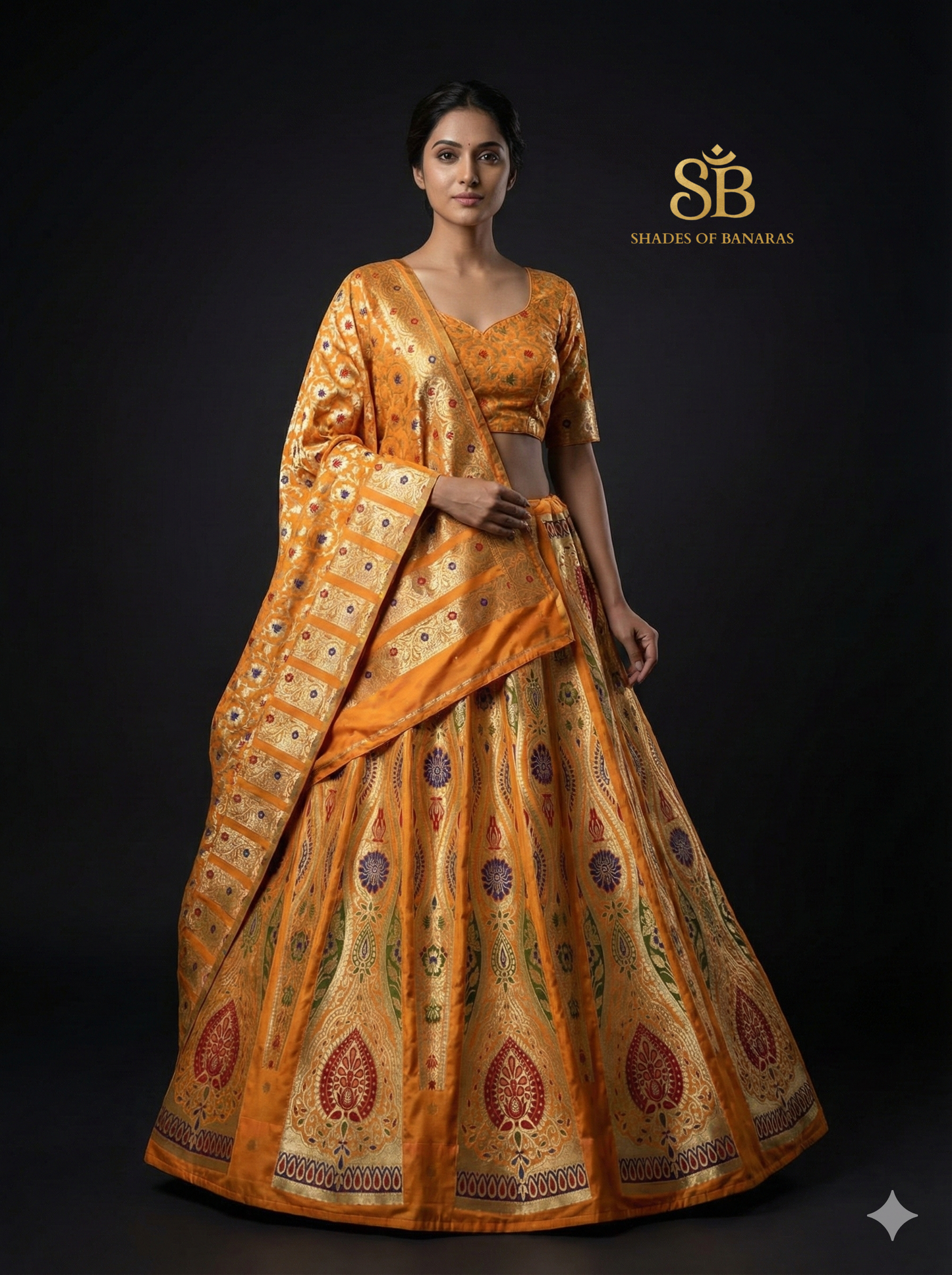 Luxe Haldi Couture — Yellow Minakari Banarasi Silk Lehenga by Shades Of Banaras - banarasi - banarasi saree shop - banarasi saree manufacturers - banarasi saree wholesale - banaraasi sarees
