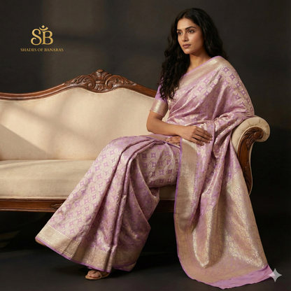 Amethyst Veil Couture — Luxe Silk Banarasi Saree by Shades Of Banaras - banarasi - banarasi saree shop - banarasi saree manufacturers - banarasi saree wholesale - banaraasi sarees