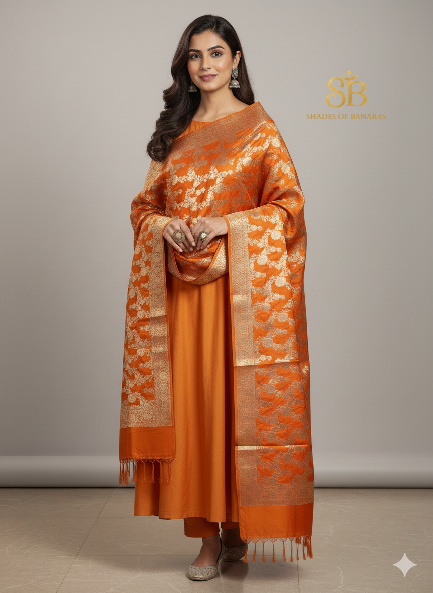 Guldasta Banarasi Dupatta: Pure Cotton Silk by Shades Of Banaras - banarasi - banarasi saree shop - banarasi saree manufacturers - banarasi saree wholesale - banaraasi sarees