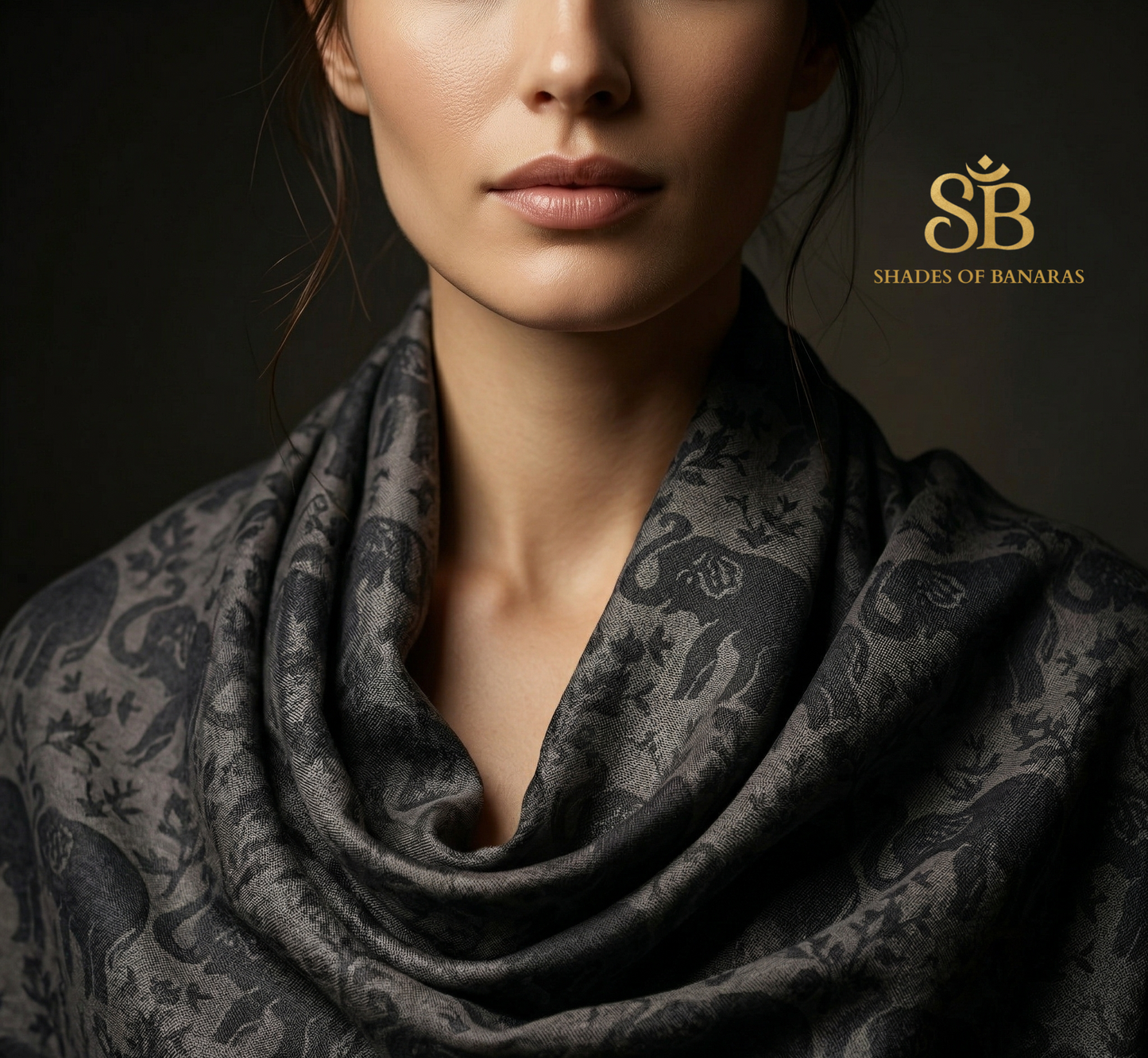 Midnight Onyx: Pure Pashmina Handwoven Luxe Scarf
