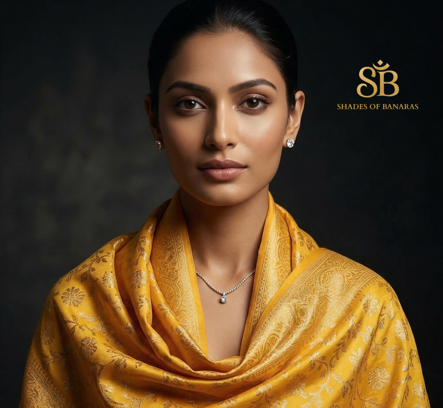 Golden Sunstone: Handwoven Pure Cotton Silk Banarasi Couture Dupatta by Shades Of Banaras - banarasi - banarasi saree shop - banarasi saree manufacturers - banarasi saree wholesale - banaraasi sarees - banarasi sari - banarasi saris - silk saree - silk sari - wedding saree - wedding sari - designer sari - wedding collection - gifting