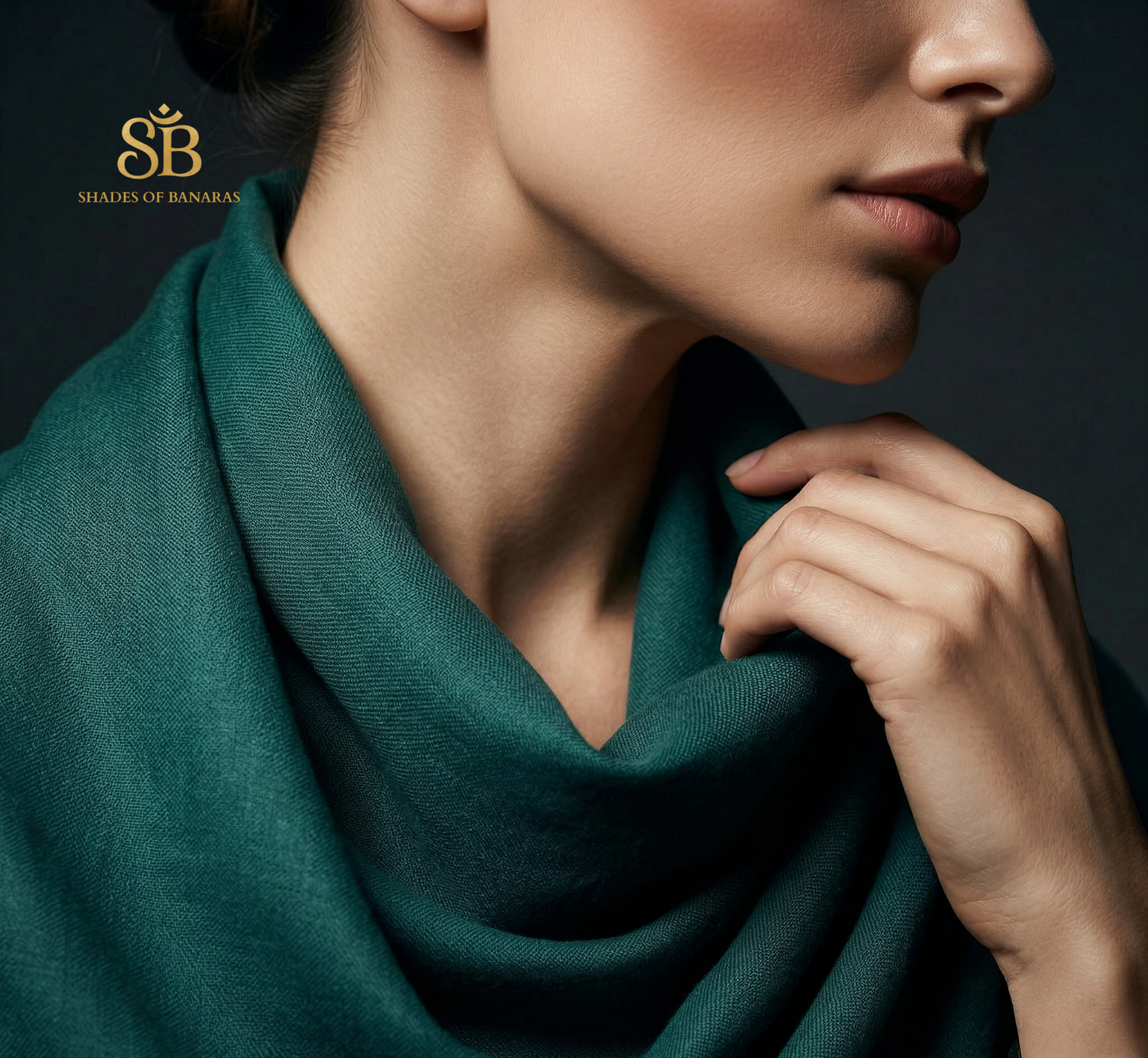 Emerald Forest: Pure Pashmina Handwoven Plain Luxe Scarf