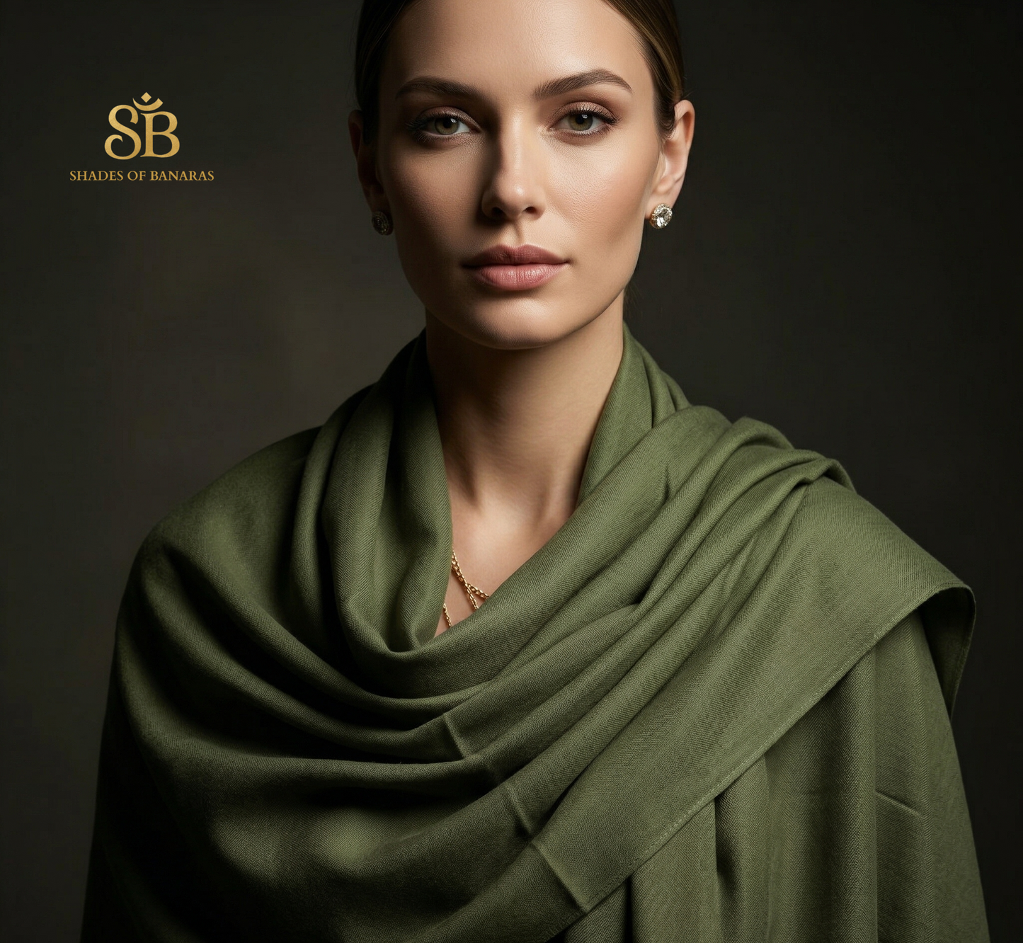 The Verdant Heirloom: Mehendi Green Handloom Pashmina Scarf