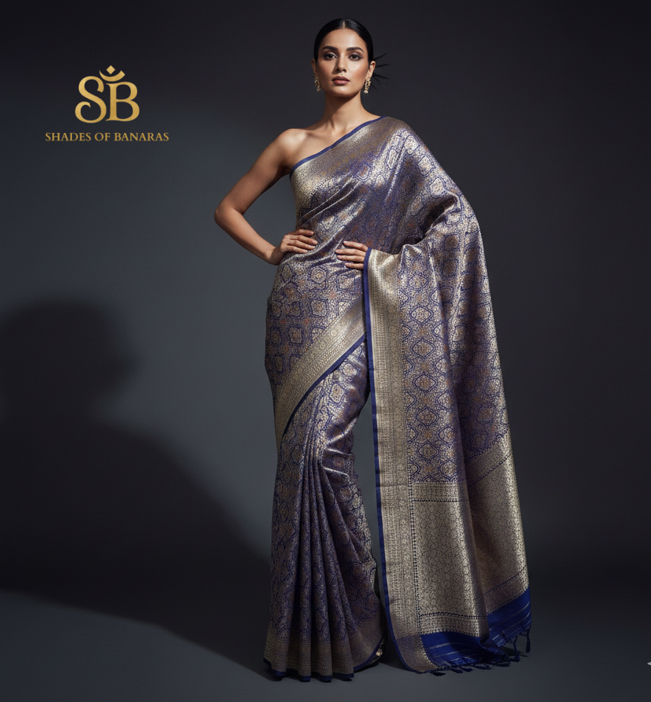 Royal Blue Patola Luxe Couture – Pure Silk Banarasi Saree by Shades Of Banaras - banarasi - banarasi saree shop - banarasi saree manufacturers - banarasi saree wholesale - banaraasi sarees - banarasi sari - banarasi saris