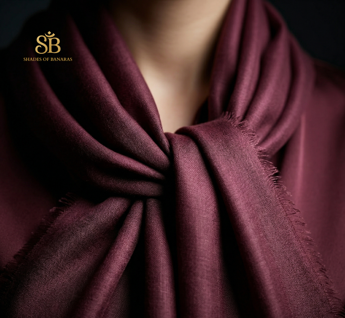 The Velvet Vintage: Wine Pure Handloom Pashmina Scarf by Shades Of Banaras - banarasi - banarasi saree shop - banarasi saree manufacturers - banarasi saree wholesale - banaraasi sarees - banarasi sari - banarasi saris - silk saree - silk sari - wedding saree - wedding sari - designer sari - wedding collection - gifting