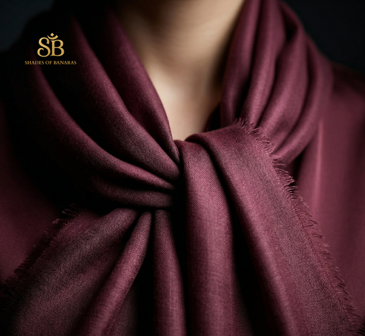 The Velvet Vintage: Wine Pure Handloom Pashmina Scarf