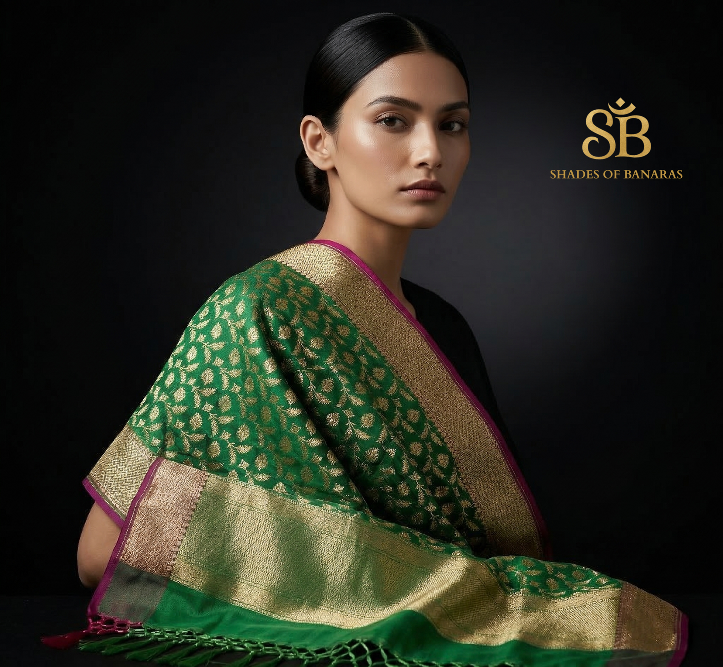 Leaf Luxe: Handwoven Leaf Green Soft Katan Silk Banarasi Jaal Dupatta by Shades Of Banaras - banarasi - banarasi saree shop - banarasi saree manufacturers - banarasi saree wholesale - banaraasi sarees - banarasi sari - banarasi saris - silk saree - silk sari - wedding saree - wedding sari - designer sari - wedding collection - gifting