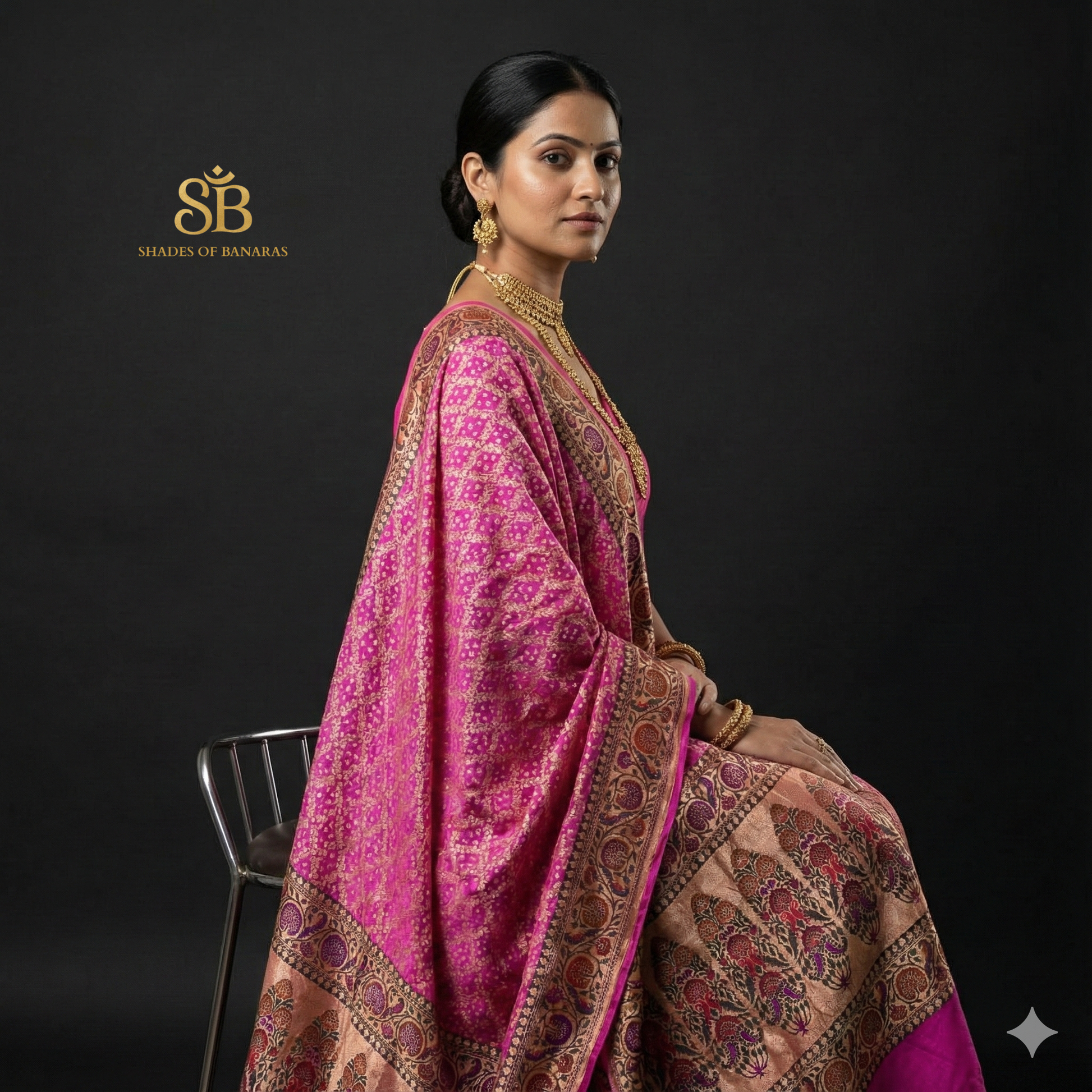 The Blush of Banaras: Pink Khaddi Georgette Bandhani Dupatta by Shades Of Banaras - banarasi - banarasi saree shop - banarasi saree manufacturers - banarasi saree wholesale - banaraasi sarees