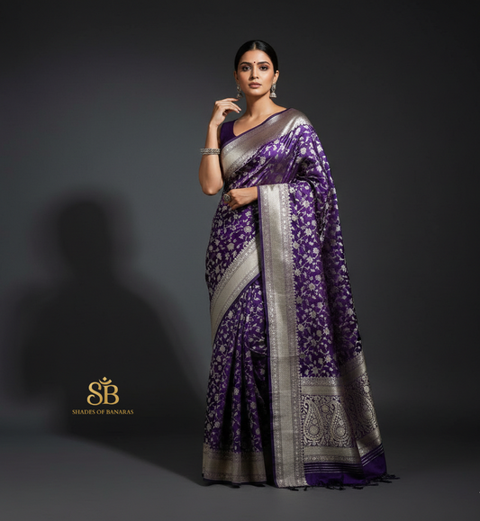 Neelam Jaal — Pure Silk Banarasi Saree in Royal Purple