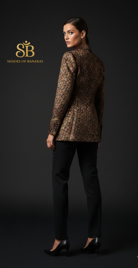 Midnight Noir Couture Tanchui Brocade — Pure Silk Banaras Dress Material (By Meter)