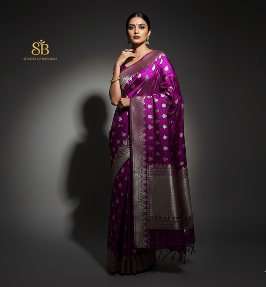 Royal Amethyst Luxe Couture Pure Silk Banarasi Saree