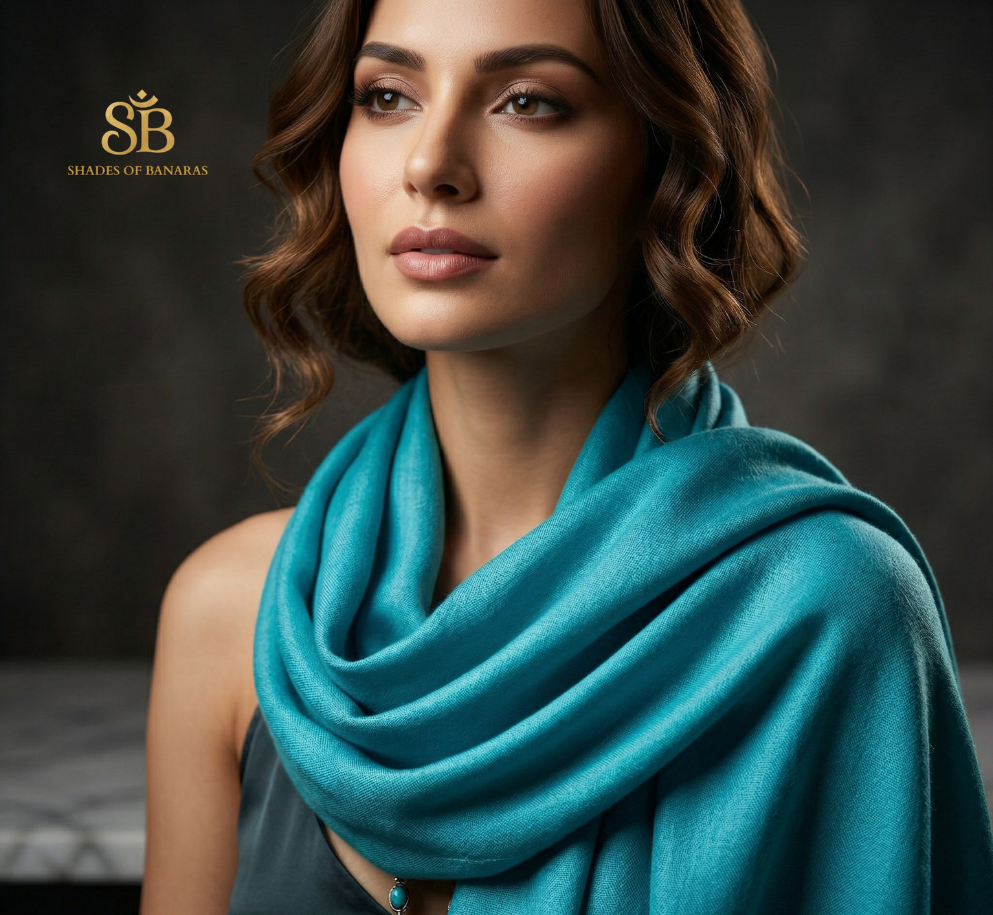 The Azure Heirloom: Pure Handloom Pashmina Stole by Shades Of Banaras - banarasi - banarasi saree shop - banarasi saree manufacturers - banarasi saree wholesale - banaraasi sarees - banarasi sari - banarasi saris - silk saree - silk sari - wedding saree - wedding sari - designer sari - wedding collection - gifting