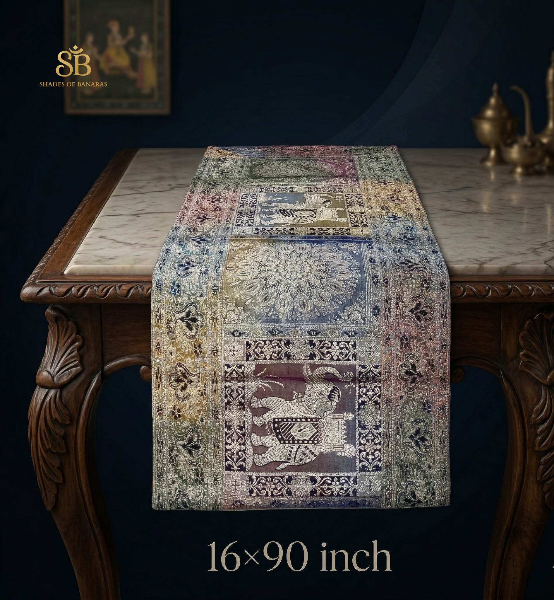 Gilded Heritage: The Artisan Couture Table Jewel by Shades Of Banaras - banarasi - banarasi saree shop - banarasi saree manufacturers - banarasi saree wholesale - banaraasi sarees - banarasi sari - banarasi saris - silk saree - silk sari - wedding saree - wedding sari - designer sari - wedding collection - gifting