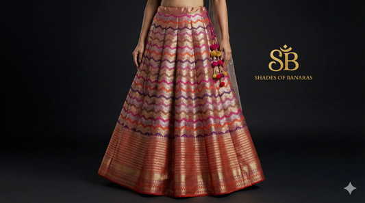 Magenta Rangkaat Luxe Couture Banarasi Lehenga — Regal Bridal Heirloom by Shades Of Banaras - banarasi - banarasi saree shop - banarasi saree manufacturers - banarasi saree wholesale - banaraasi sarees
