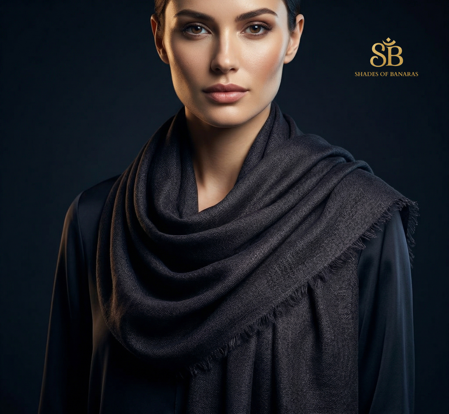 The Charcoal Imperial Couture Pashmina Scarf