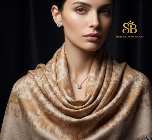 Coffee Roast: Pure Pashmina Handwoven Luxe Scarf