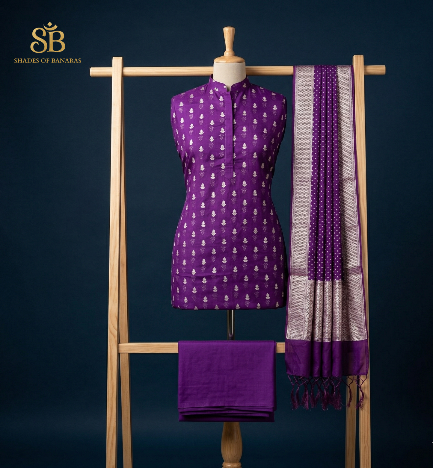The Imperial Mauve: Hand-Woven Pure Banarasi Cotton Suit by Shades Of Banaras - banarasi - banarasi saree shop - banarasi saree manufacturers - banarasi saree wholesale - banaraasi sarees - banarasi sari - banarasi saris - silk saree - silk sari - wedding saree - wedding sari - designer sari - wedding collection - gifting