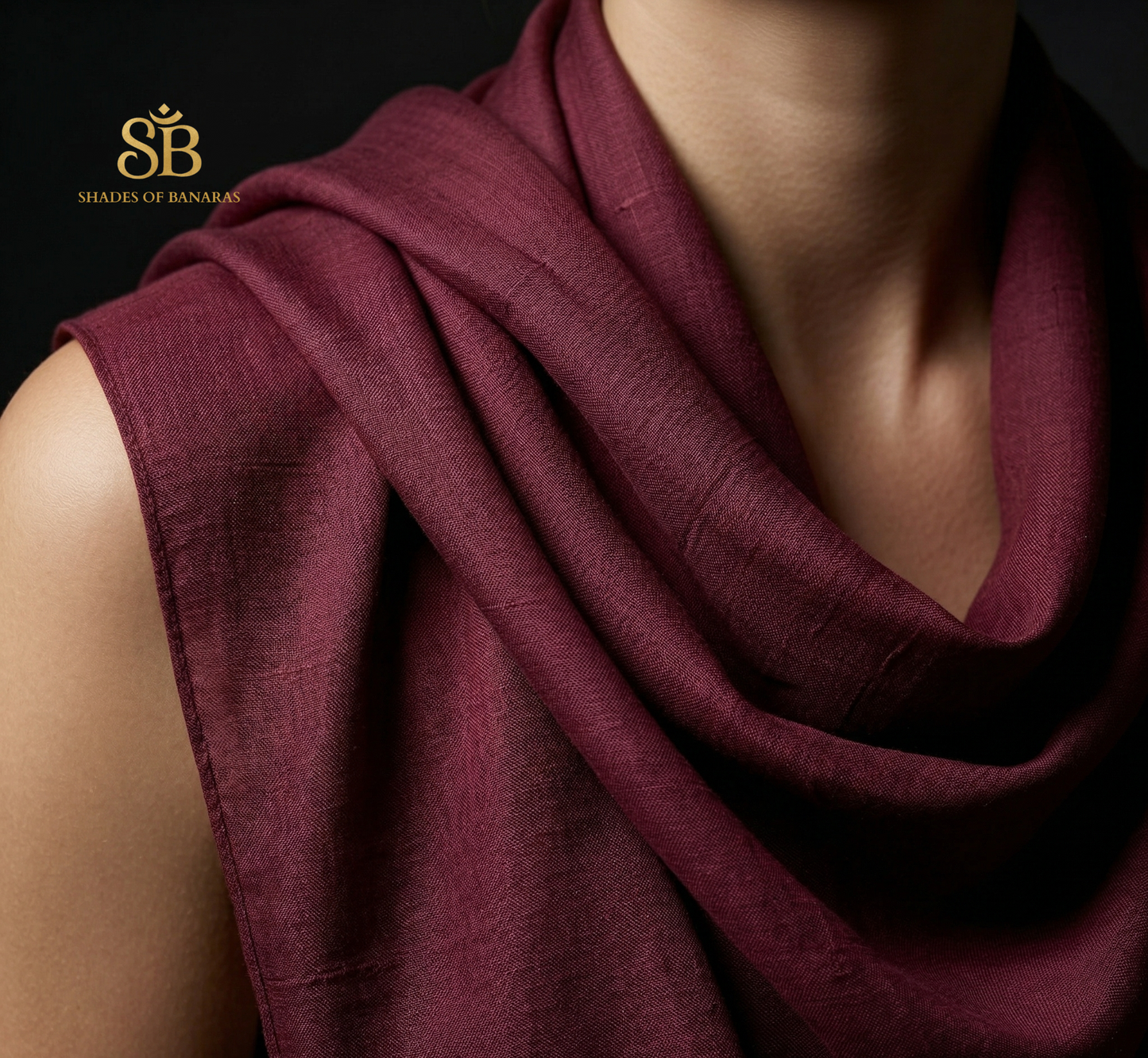 The Velvet Vintage: Wine Pure Handloom Pashmina Scarf by Shades Of Banaras - banarasi - banarasi saree shop - banarasi saree manufacturers - banarasi saree wholesale - banaraasi sarees - banarasi sari - banarasi saris - silk saree - silk sari - wedding saree - wedding sari - designer sari - wedding collection - gifting