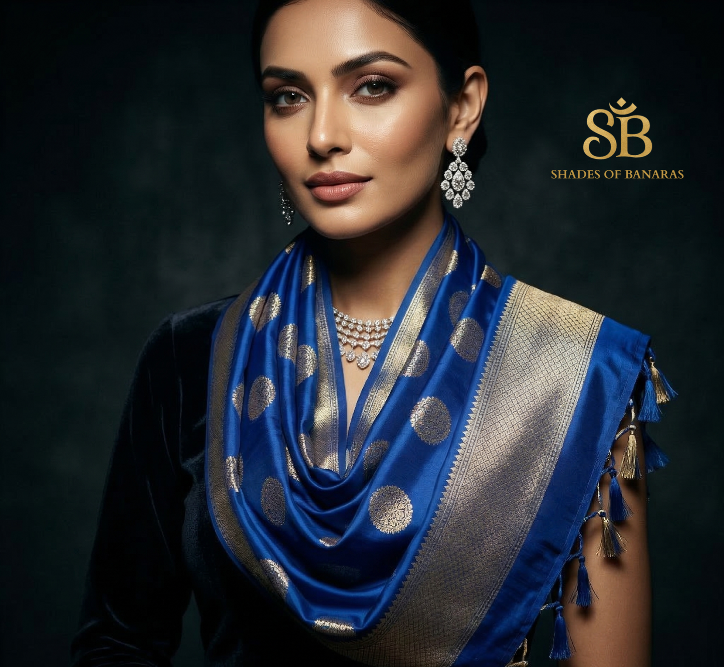Couture Cerulean Handwoven Katan Soft Silk Banarasi Dupatta by Shades Of Banaras - banarasi - banarasi saree shop - banarasi saree manufacturers - banarasi saree wholesale - banaraasi sarees - banarasi sari - banarasi saris - silk saree - silk sari - wedding saree - wedding sari - designer sari - wedding collection - gifting