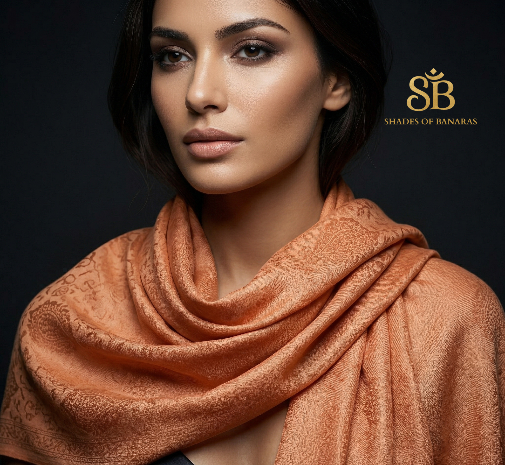 Peach Sorbet: Pure Pashmina Handwoven Luxe Scarf by Shades Of Banaras - banarasi - banarasi saree shop - banarasi saree manufacturers - banarasi saree wholesale - banaraasi sarees - banarasi sari - banarasi saris - silk saree - silk sari - wedding saree - wedding sari - designer sari - wedding collection - gifting