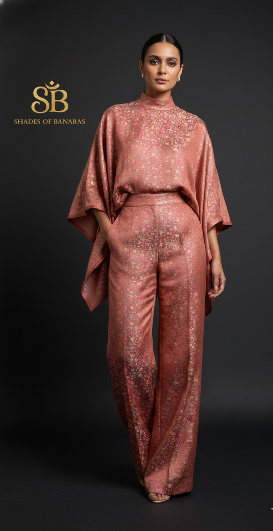 Blush Royale Couture Tanchui Brocade — Pure Silk Banaras Dress Material (By Meter)