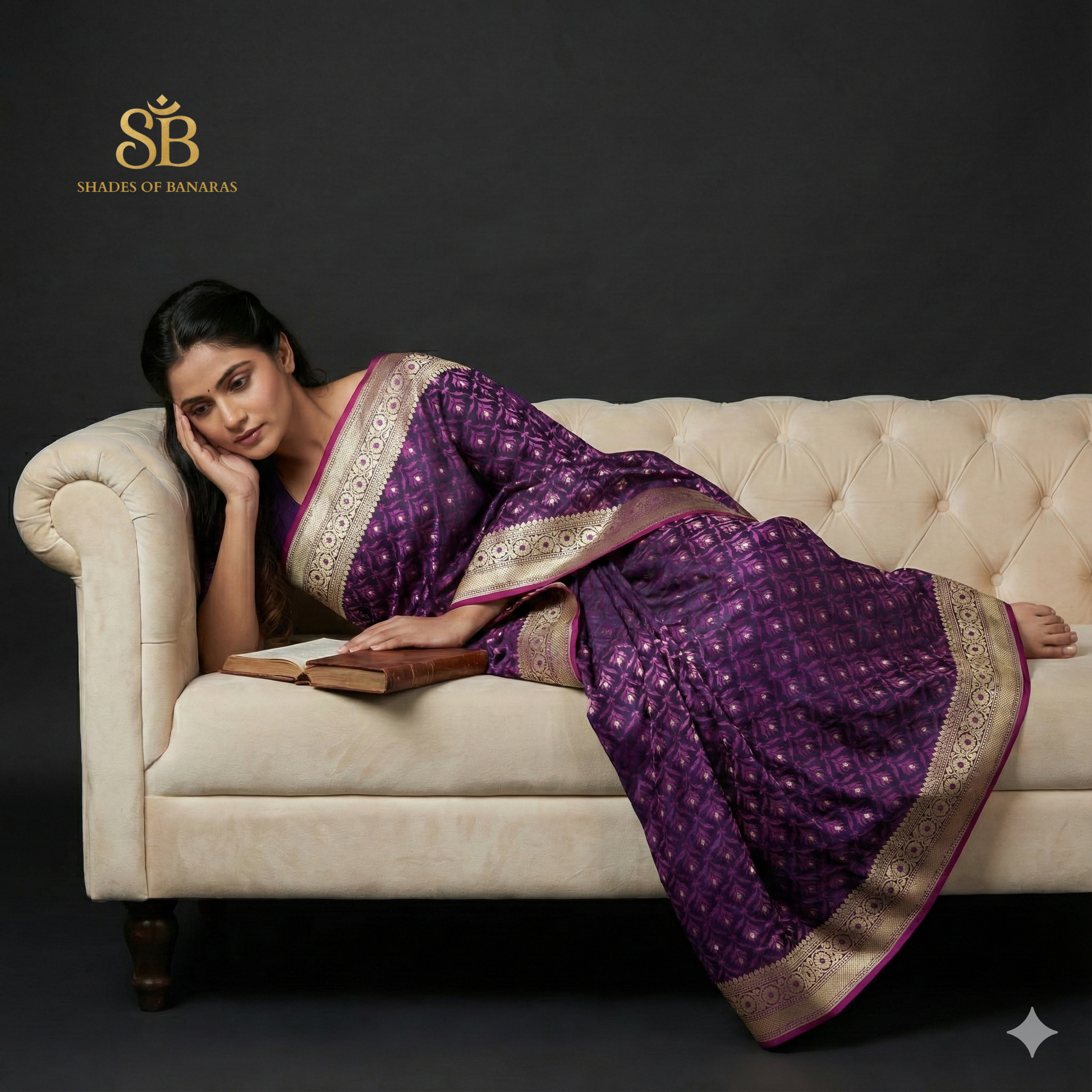 Amethyst Crown Couture — Luxe Silk Banarasi Saree by Shades Of Banaras - banarasi - banarasi saree shop - banarasi saree manufacturers - banarasi saree wholesale - banaraasi sarees