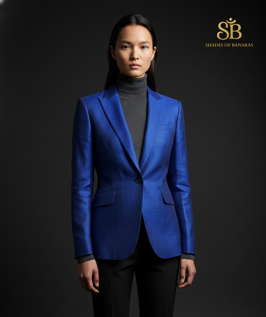 Regal Royal Blue: Pure Raw Silk Heritage Fabric (By Meter) by Shades Of Banaras - banarasi - banarasi saree shop - banarasi saree manufacturers - banarasi saree wholesale - banaraasi sarees - banarasi sari - banarasi saris