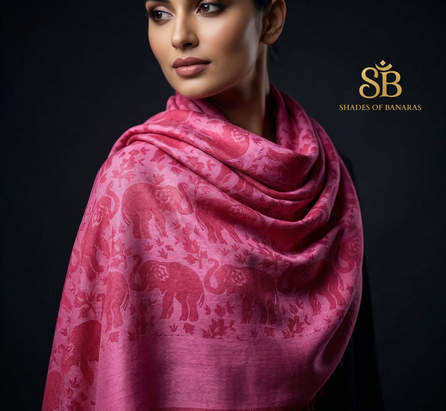 Rose Quartz Radiance: Pure Pashmina Handwoven Luxe Scarf