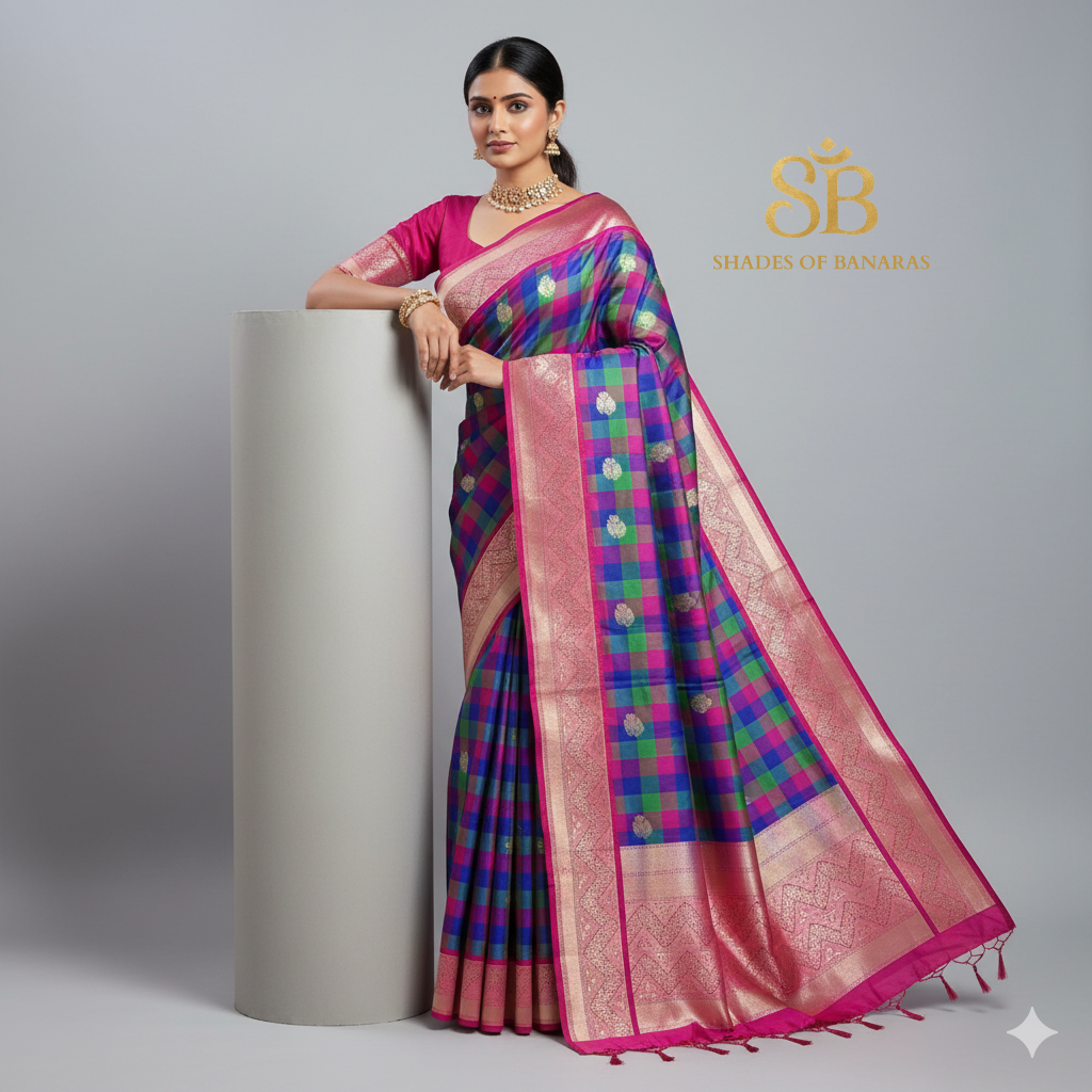 Rangkaat Royale — Pure Silk Banarasi Saree with Kadhua Motifs in Matt Gold Zari by Shades Of Banaras - banarasi - banarasi saree shop - banarasi saree manufacturers - banarasi saree wholesale - banaraasi sarees