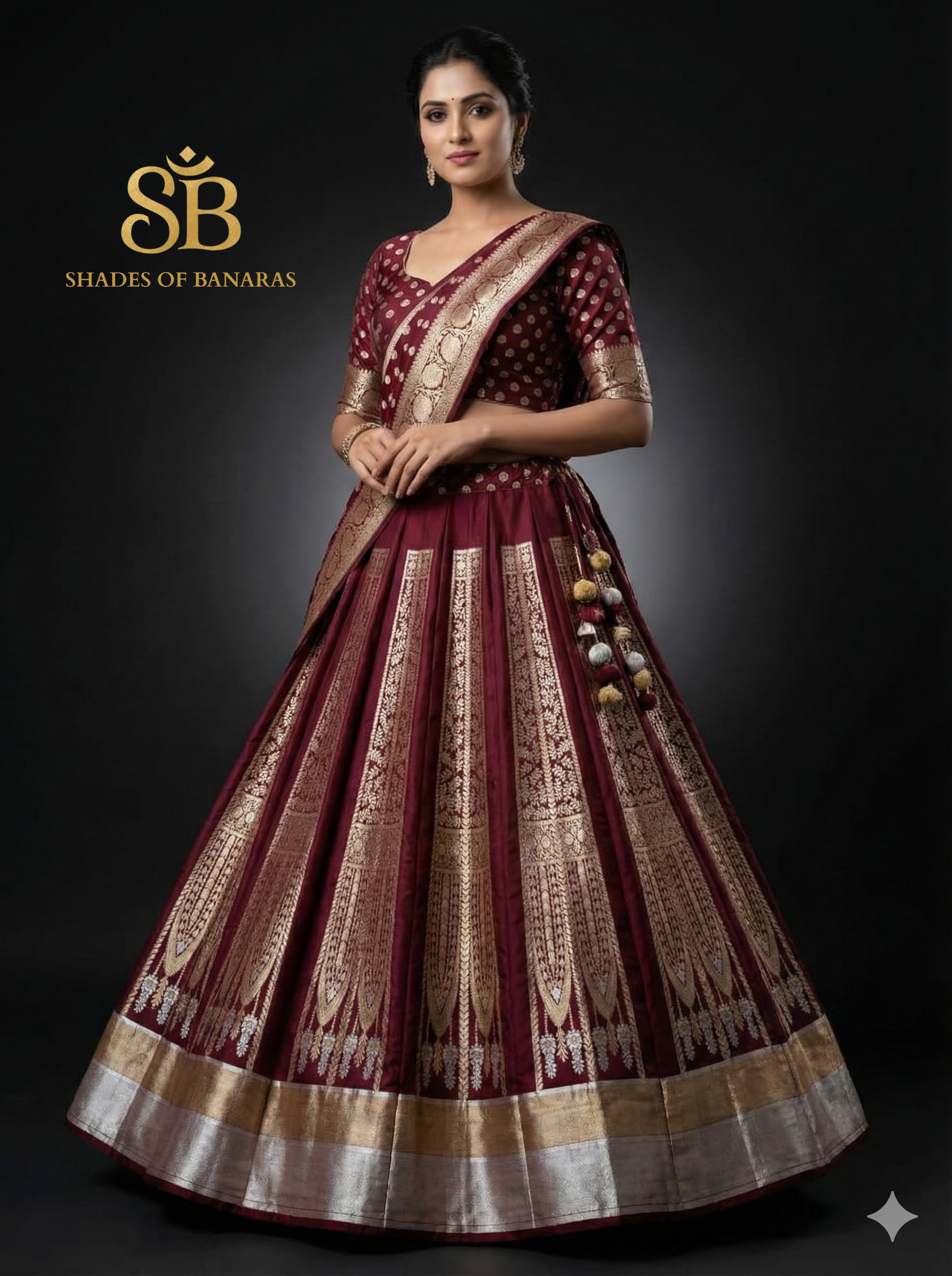 Maroon Sona-Rupa Luxe Couture Banarasi Lehenga — Regal Heirloom Edit by Shades Of Banaras - banarasi - banarasi saree shop - banarasi saree manufacturers - banarasi saree wholesale - banaraasi sarees