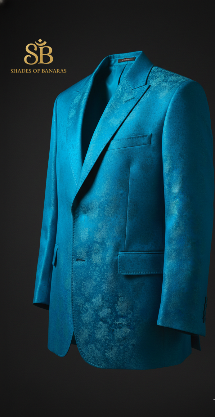 Royal Azure Tanchui: Handwoven Pure Silk Brocade (By Meter) by Shades Of Banaras - banarasi - banarasi saree shop - banarasi saree manufacturers - banarasi saree wholesale - banaraasi sarees - banarasi sari - banarasi saris