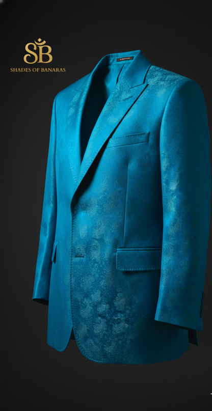 Royal Azure Tanchui: Handwoven Pure Silk Brocade (By Meter) by Shades Of Banaras - banarasi - banarasi saree shop - banarasi saree manufacturers - banarasi saree wholesale - banaraasi sarees - banarasi sari - banarasi saris