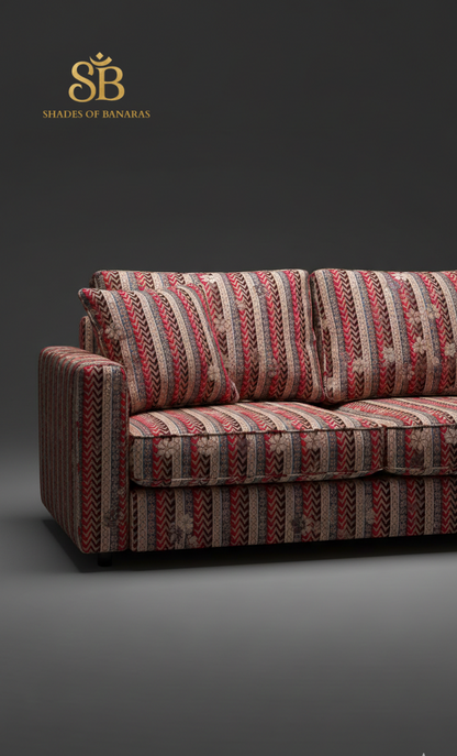 Imperial Crimson Rangkaat: Pure Silk Tanchui Couture Fabric (By Meter) by Shades Of Banaras - banarasi - banarasi saree shop - banarasi saree manufacturers - banarasi saree wholesale - banaraasi sarees - banarasi sari - banarasi saris