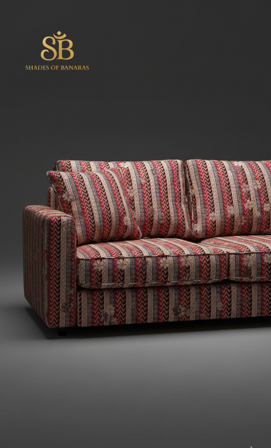 Imperial Crimson Rangkaat: Pure Silk Tanchui Couture Fabric (By Meter)