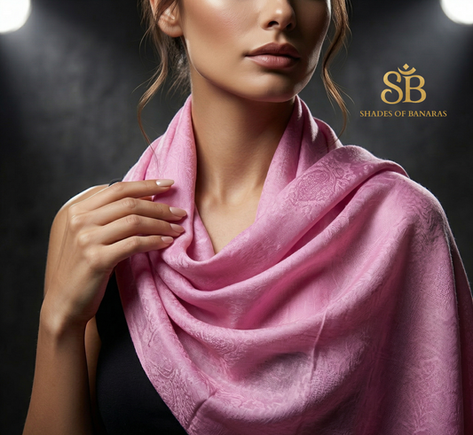 Blush Heritage: Pure Pashmina Handwoven Luxe Scarf