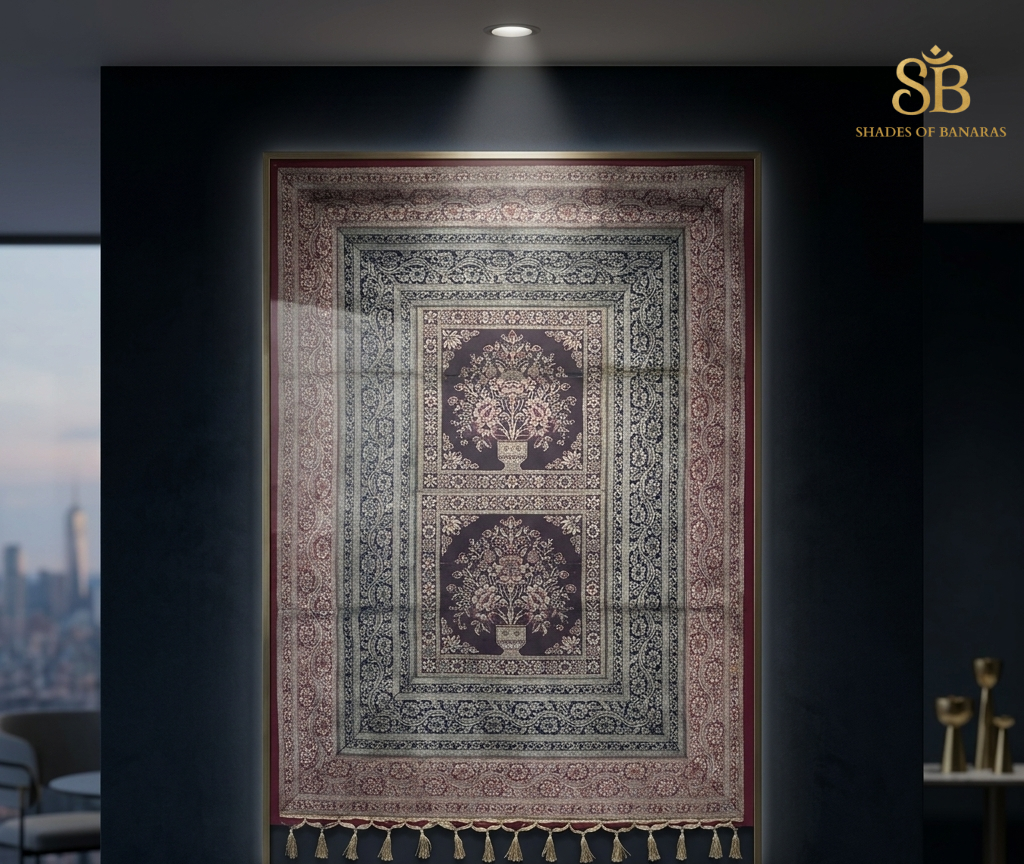The Luxury Loom: Pure Silk Hand-Woven Luxe Wallhanging by Shades Of Banaras - banarasi - banarasi saree shop - banarasi saree manufacturers - banarasi saree wholesale - banaraasi sarees - banarasi sari - banarasi saris - silk saree - silk sari - wedding saree - wedding sari - designer sari - wedding collection - gifting