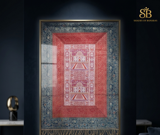 Sovereign Stitch: Banarasi Silk Hand-Woven Couture Tapestry by Shades Of Banaras - banarasi - banarasi saree shop - banarasi saree manufacturers - banarasi saree wholesale - banaraasi sarees - banarasi sari - banarasi saris - silk saree - silk sari - wedding saree - wedding sari - designer sari - wedding collection - gifting