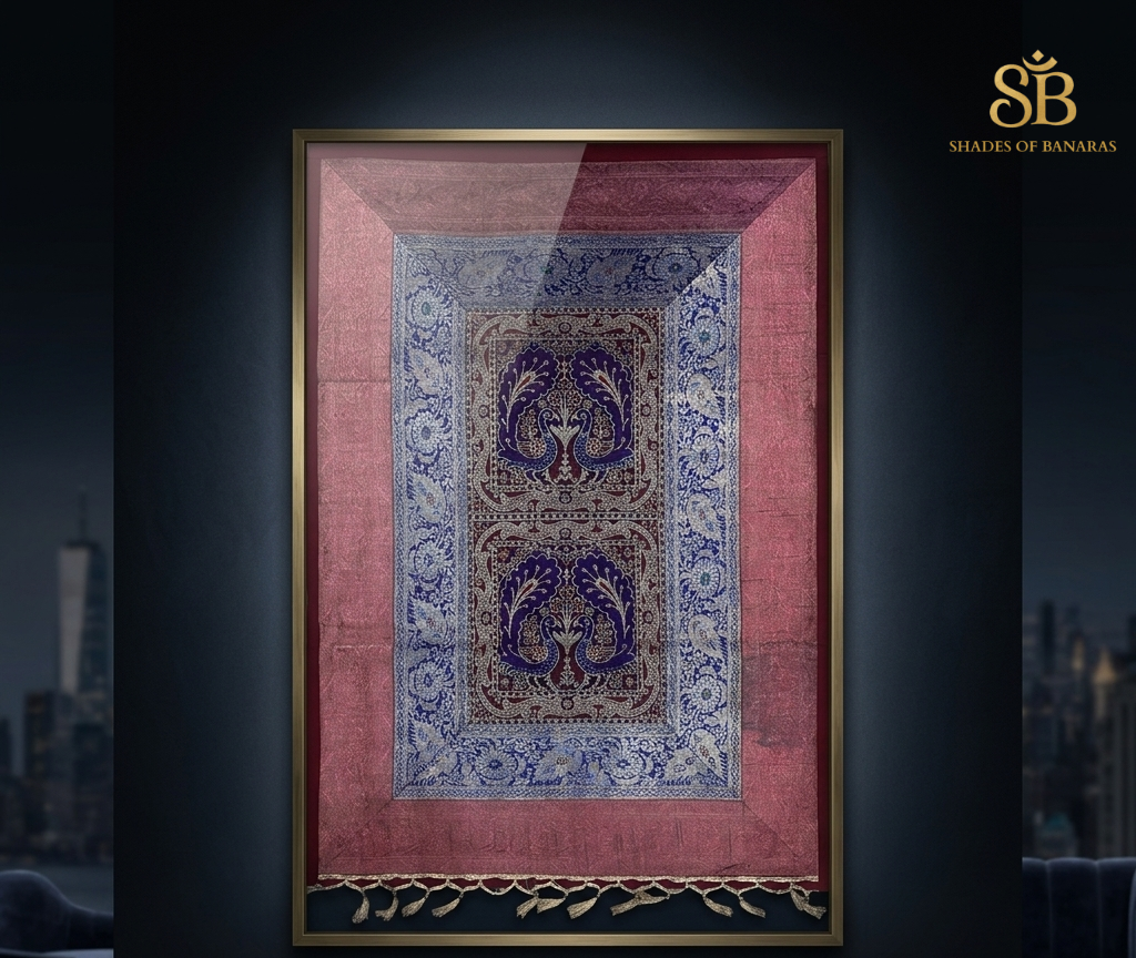Artisan Royalty: Banarasi Silk Hand-Woven Luxe Wallhanging by Shades Of Banaras - banarasi - banarasi saree shop - banarasi saree manufacturers - banarasi saree wholesale - banaraasi sarees - banarasi sari - banarasi saris - silk saree - silk sari - wedding saree - wedding sari - designer sari - wedding collection - gifting