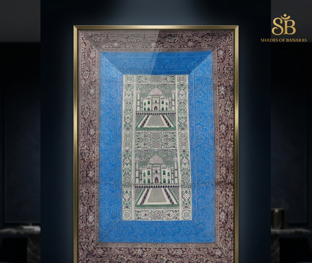 Noble Threads: Pure Hand-Woven Silk Couture Tapestry by Shades Of Banaras - banarasi - banarasi saree shop - banarasi saree manufacturers - banarasi saree wholesale - banaraasi sarees - banarasi sari - banarasi saris - silk saree - silk sari - wedding saree - wedding sari - designer sari - wedding collection - gifting