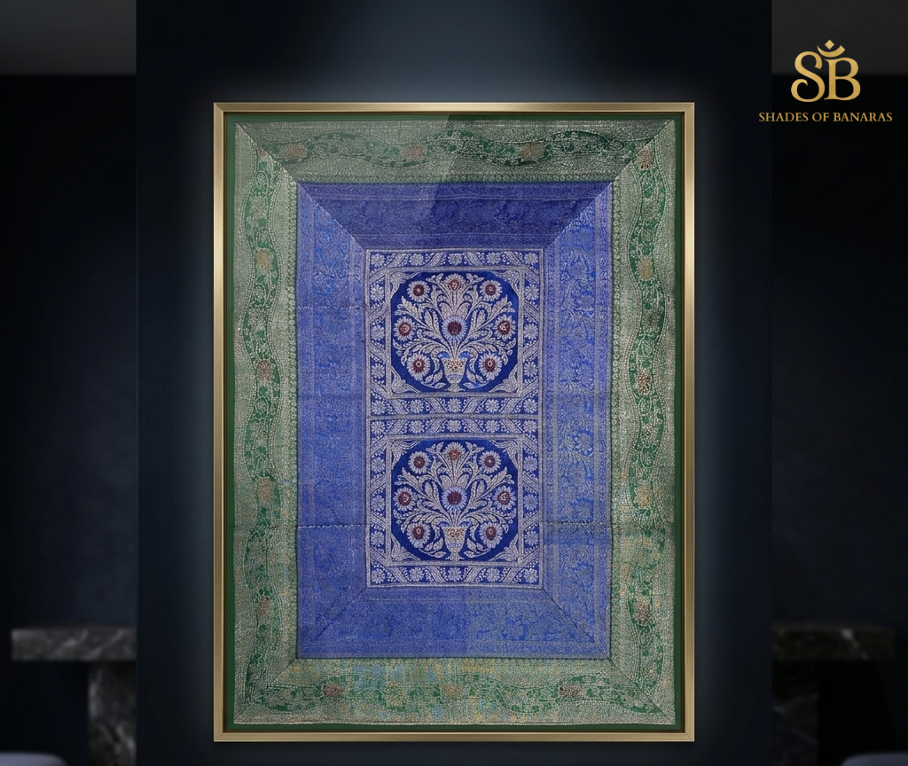 The Grandeur Silk: Hand-Woven Banarasi Luxe Wallhanging by Shades Of Banaras - banarasi - banarasi saree shop - banarasi saree manufacturers - banarasi saree wholesale - banaraasi sarees - banarasi sari - banarasi saris - silk saree - silk sari - wedding saree - wedding sari - designer sari - wedding collection - gifting