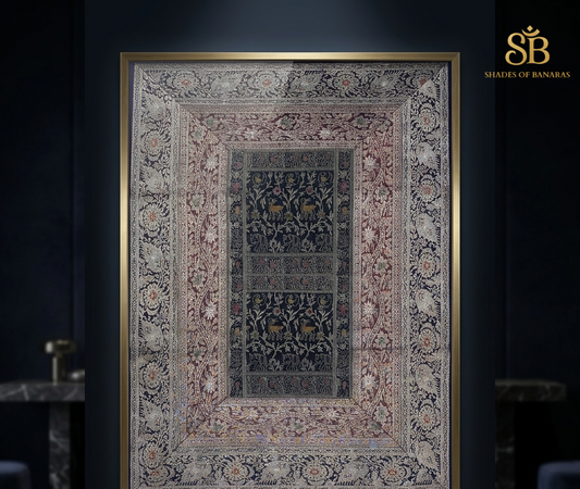 Opulent Weaves: Hand-Woven Banarasi Silk Couture Tapestry by Shades Of Banaras - banarasi - banarasi saree shop - banarasi saree manufacturers - banarasi saree wholesale - banaraasi sarees - banarasi sari - banarasi saris - silk saree - silk sari - wedding saree - wedding sari - designer sari - wedding collection - gifting