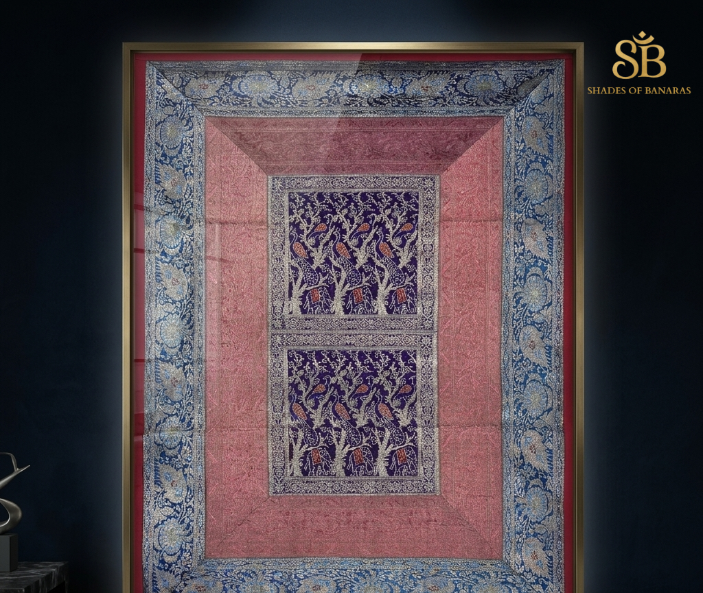 Imperial Kadwa: The Couture Banarasi Silk Wallhanging by Shades Of Banaras - banarasi - banarasi saree shop - banarasi saree manufacturers - banarasi saree wholesale - banaraasi sarees - banarasi sari - banarasi saris - silk saree - silk sari - wedding saree - wedding sari - designer sari - wedding collection - gifting