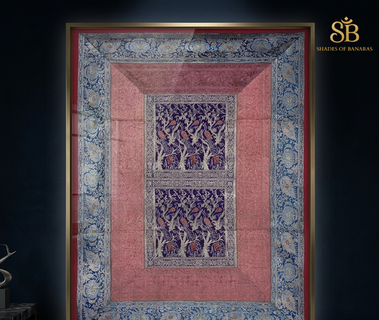 Imperial Kadwa: The Couture Banarasi Silk Wallhanging by Shades Of Banaras - banarasi - banarasi saree shop - banarasi saree manufacturers - banarasi saree wholesale - banaraasi sarees - banarasi sari - banarasi saris - silk saree - silk sari - wedding saree - wedding sari - designer sari - wedding collection - gifting