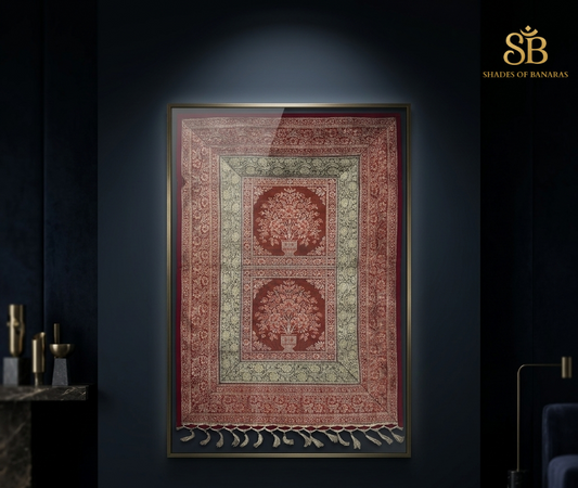 The Sovereign Heirloom: Hand-Embroidered Pure Silk Couture Tapestry by Shades Of Banaras - banarasi - banarasi saree shop - banarasi saree manufacturers - banarasi saree wholesale - banaraasi sarees - banarasi sari - banarasi saris - silk saree - silk sari - wedding saree - wedding sari - designer sari - wedding collection - gifting